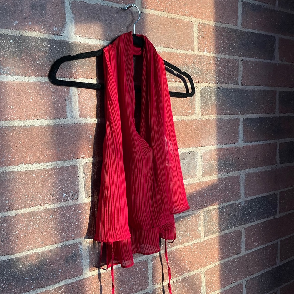 Zara Red pleated Halter top with button detail